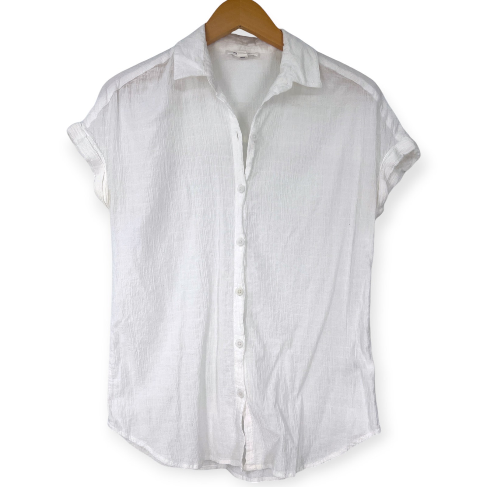 Beach Lunch Lounge | Xs | Women's Short Sleeve Button Down Top Shirt Semi Sheer